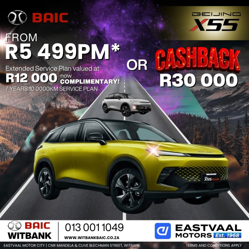 Discover the BAIC advantage this July at Eastvaal Motor City. Quality, performance, and great deals await! image from Eastvaal Motors