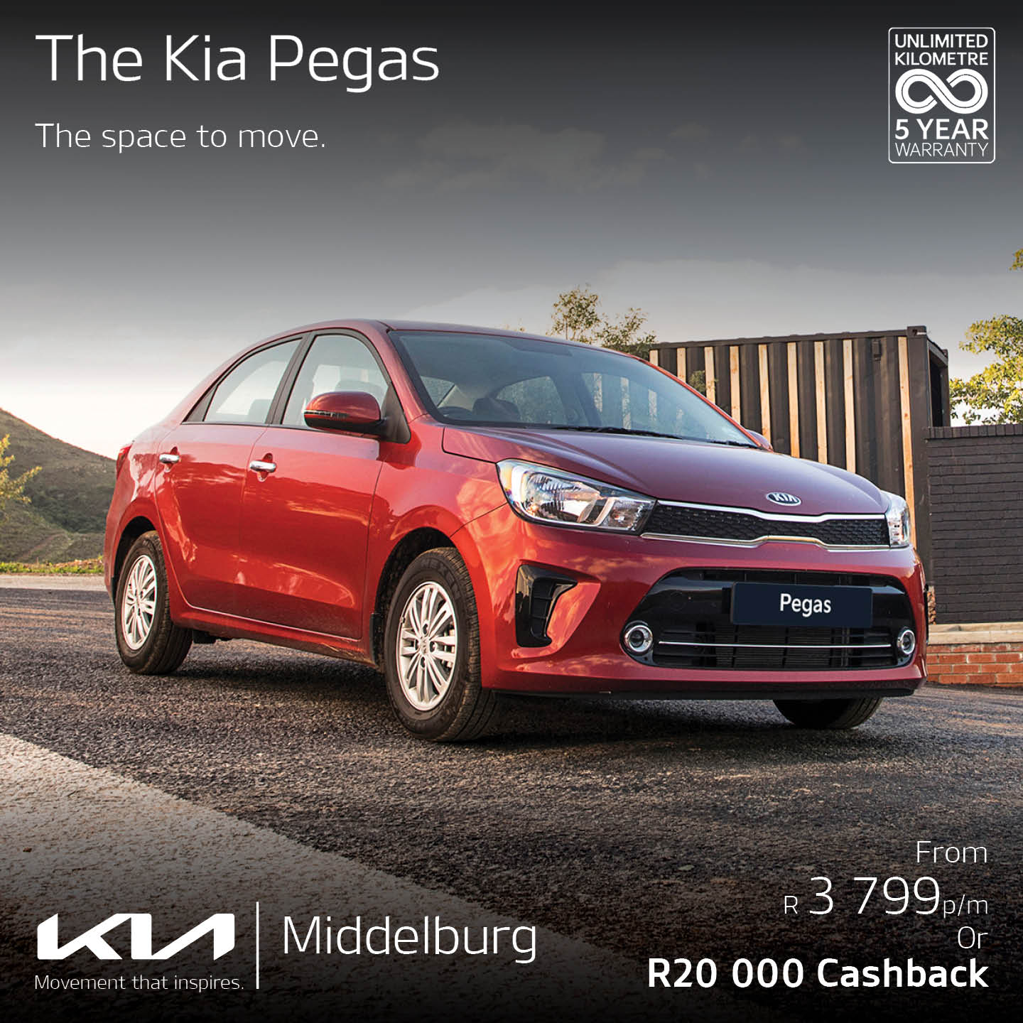 KIA Pegas. The space to move. image from 
