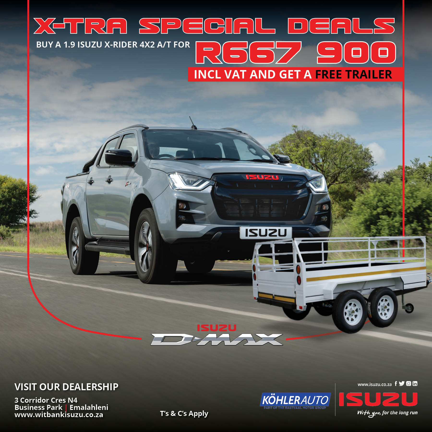 X-TRA special deals – Isuzu 1.9 X-Rider 4×2 A/T image from Eastvaal Motors