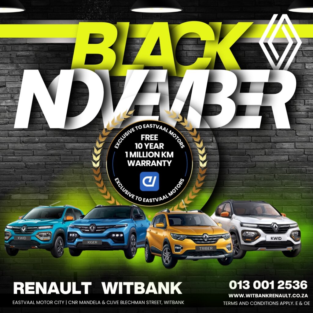 Eastvaal Motor City’s Biggest Sale! Hurry in this November and experience top vehicles with incredible cashback offers. image from Eastvaal Motors