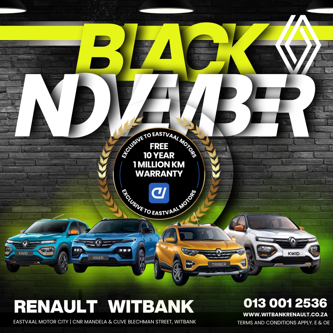 Eastvaal Motor City’s Biggest Sale! Hurry in this November and experience top vehicles with incredible cashback offers. image from Eastvaal Motors