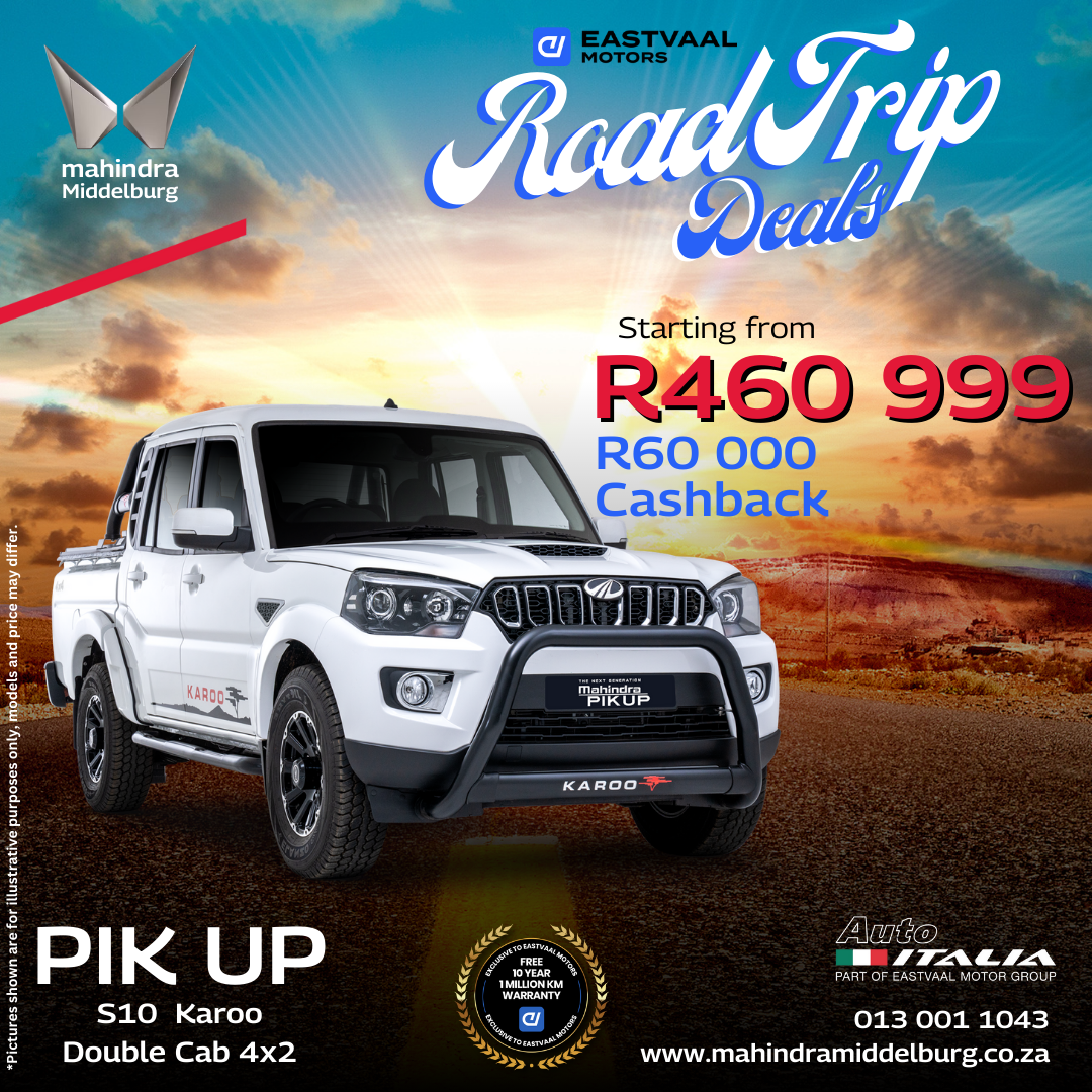 Mahindra Road Trip Deal – R60000 Cash back on S10 Karoo image from 