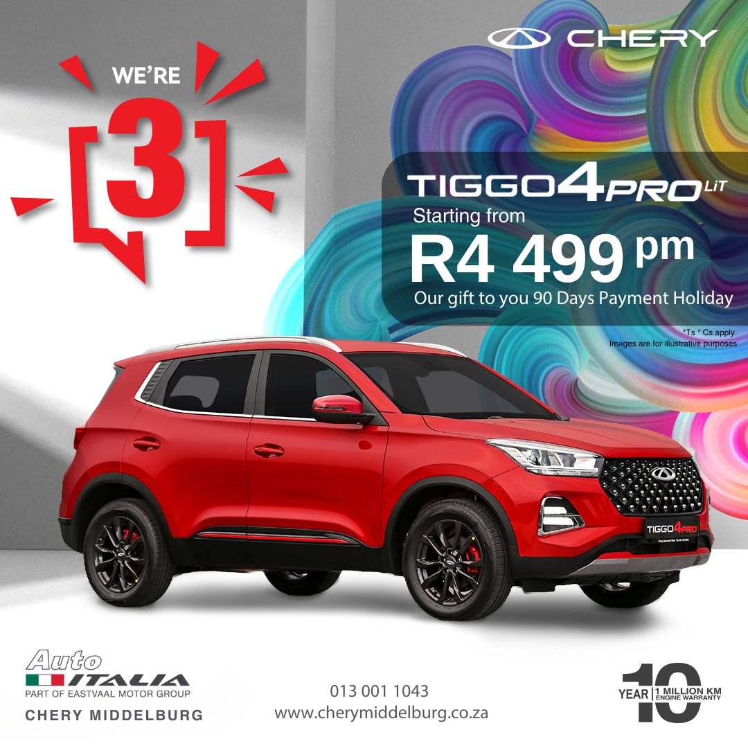 Happy Birthday Chery Middelburg – Birthday Deal – Chery Tiggo 4 Pro Lit image from Eastvaal Motors