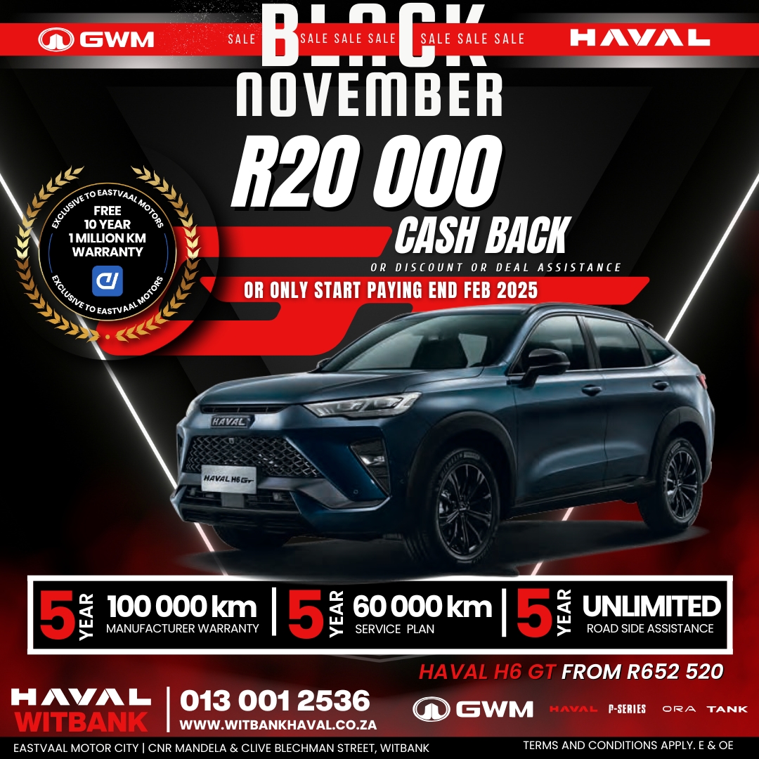 Unbeatable Deals Alert! This Black November, enjoy cashback on select models and exclusive savings at Eastvaal Motor City image from Eastvaal Motors