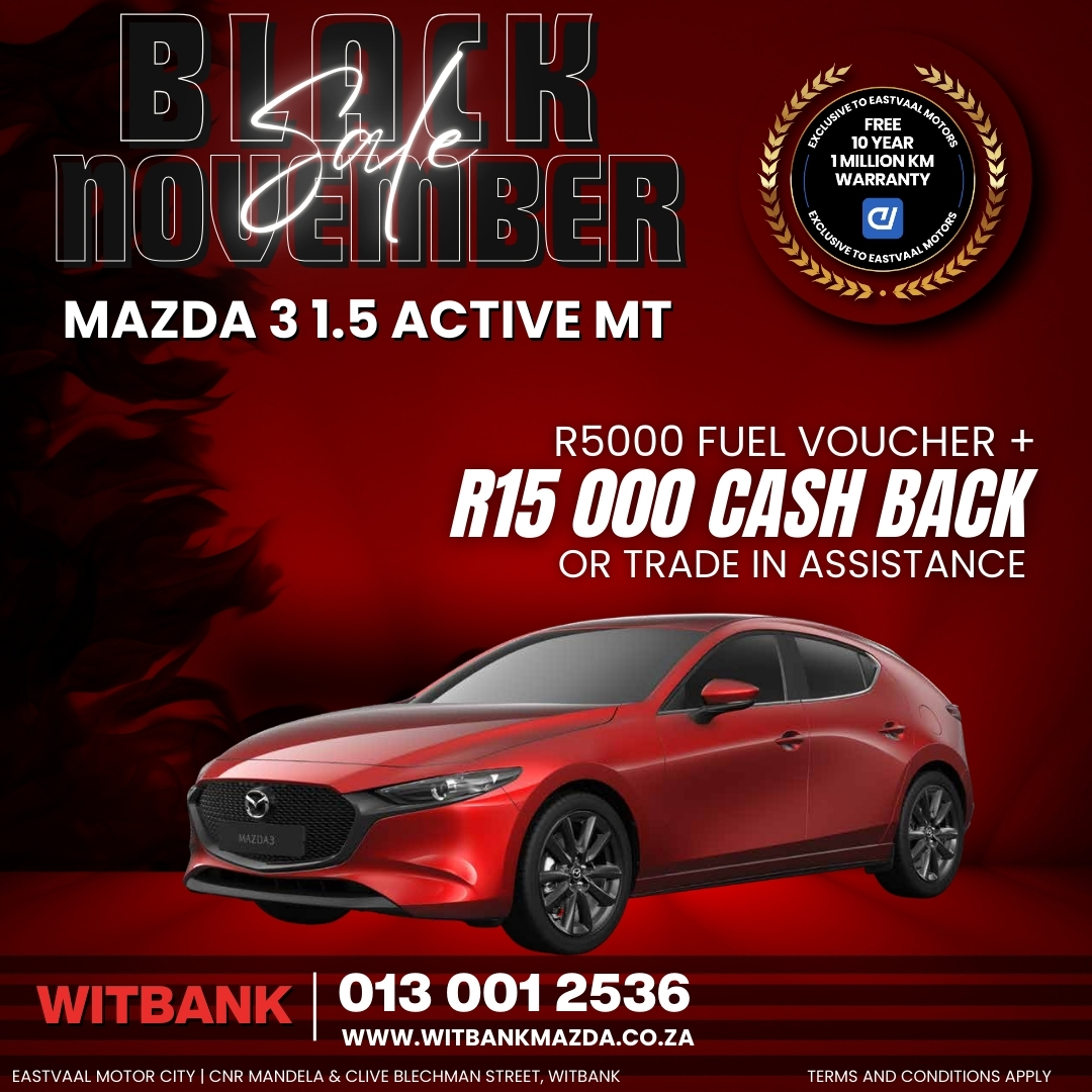 Eastvaal Motor City’s Biggest Sale! Hurry in this November and experience top vehicles with incredible cashback offers. image from Eastvaal Motors