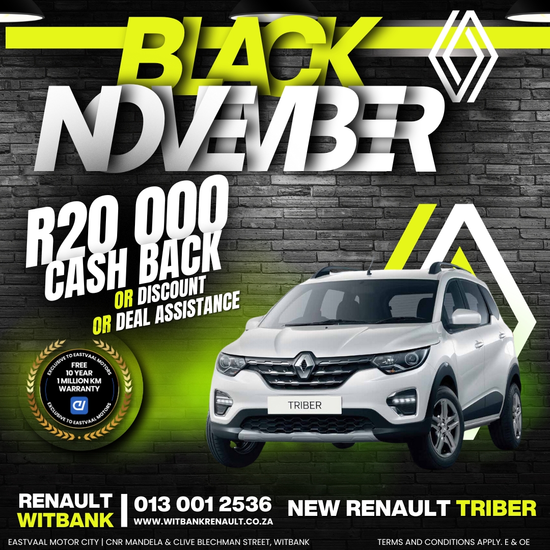 Cashback Deals You’ll Love! Take advantage of our Black November specials and drive off with more in your pocket! image from Eastvaal Motors