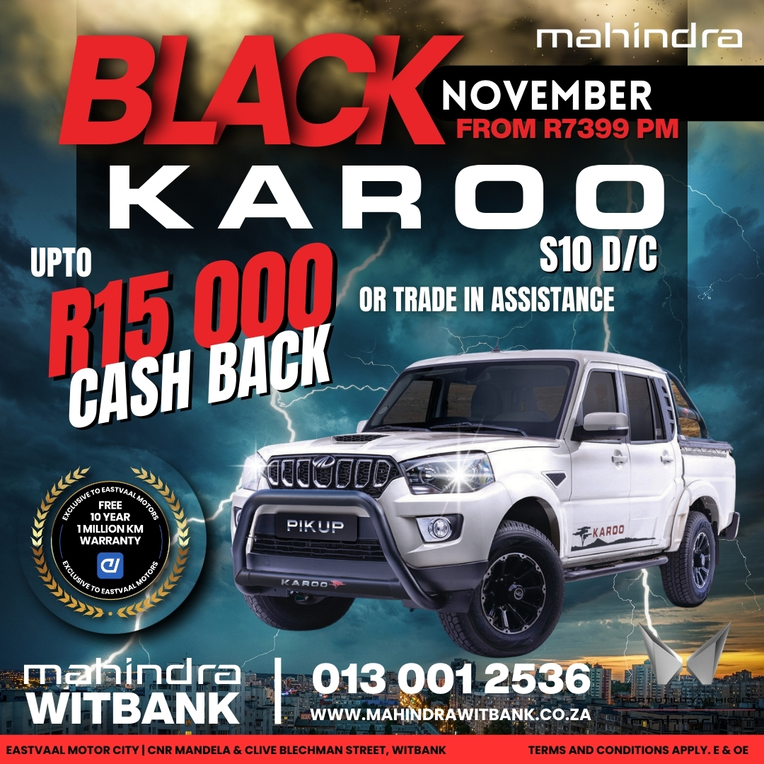 Unbeatable Deals Alert! This Black November, enjoy cashback on select models and exclusive savings at Eastvaal Motor City! image from Eastvaal Motors