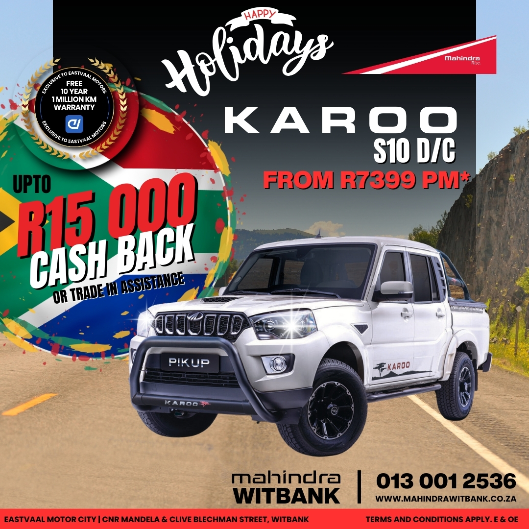 🌟 End the year strong, drive Mahindra! Holiday offers now at Eastvaal Motor City. 🚗💨 image from Eastvaal Motors