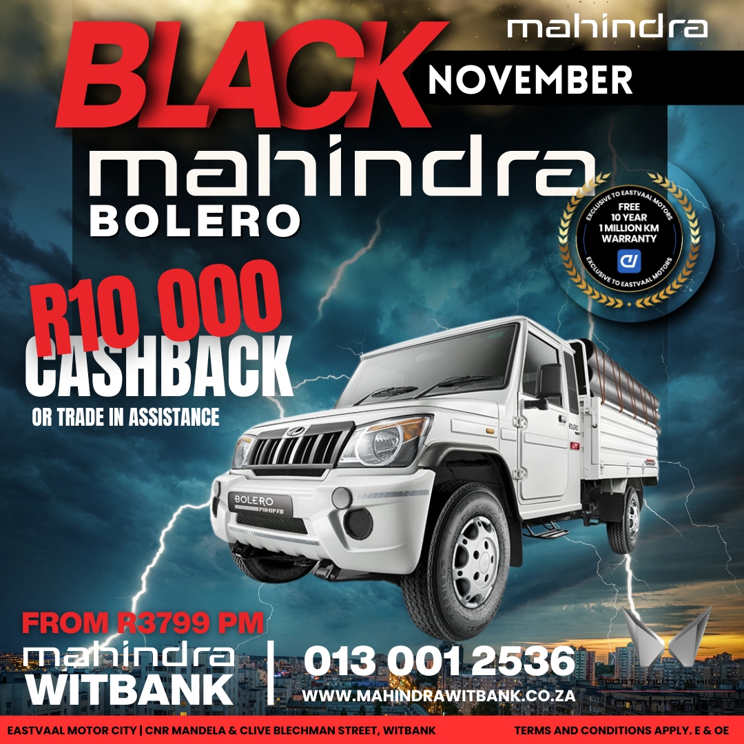 Eastvaal Motor City’s Biggest Sale! Hurry in this November and experience top vehicles with incredible cashback offers. image from Eastvaal Motors