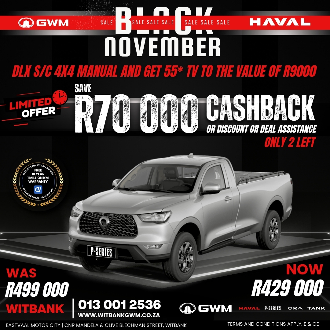 Unbeatable Deals Alert! This Black November, enjoy cashback on select models and exclusive savings at Eastvaal Motor City! image from Eastvaal Motors