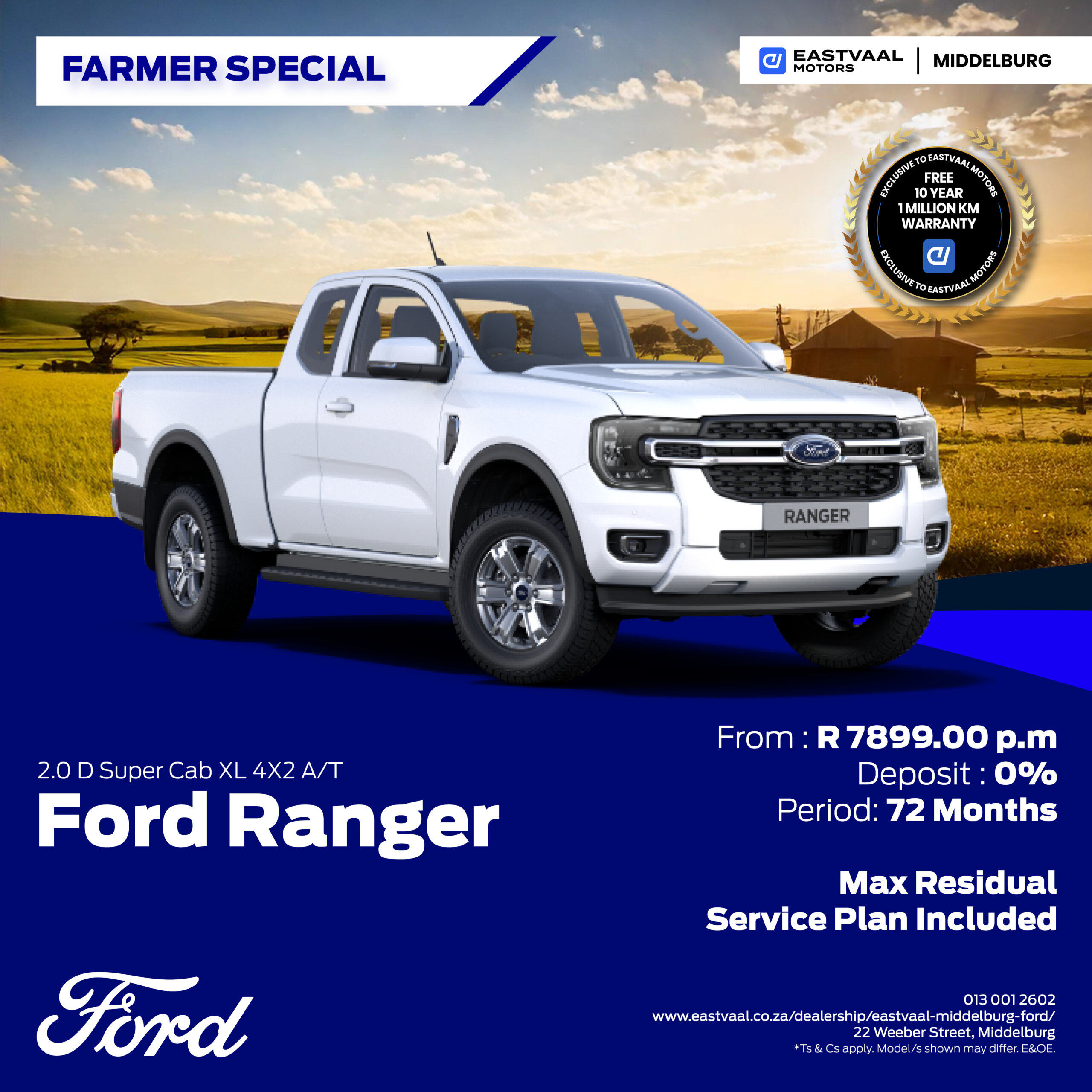 Ford Ranger 2.0 D Super Cab XL 4X2 A/T image from Eastvaal Motors