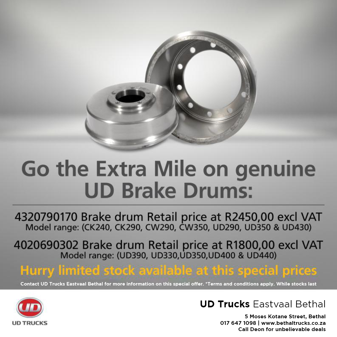 Go the extra mile with genuine UD Brake Drums image from Eastvaal Motors