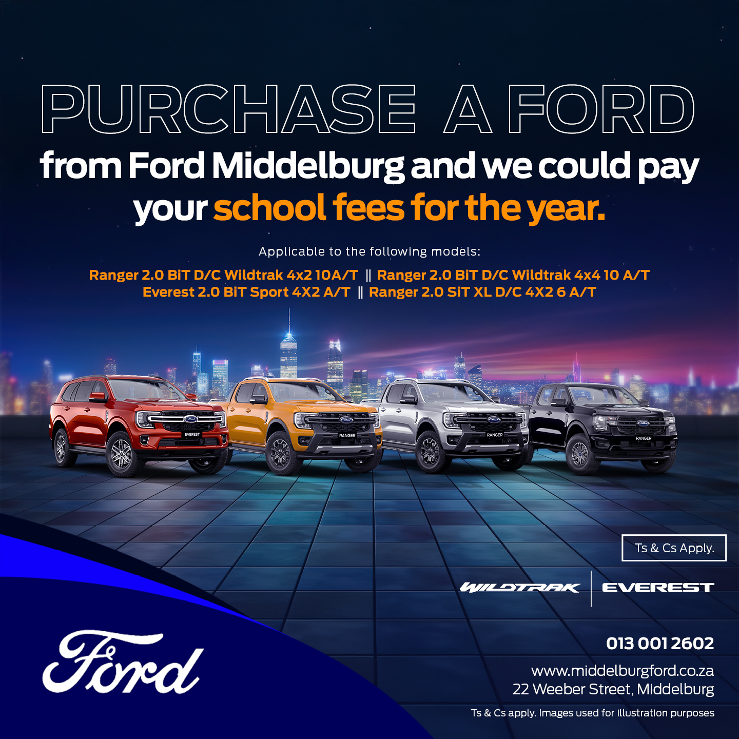 Purchase the following Fords below and we could pay your school fees for the year! image from 