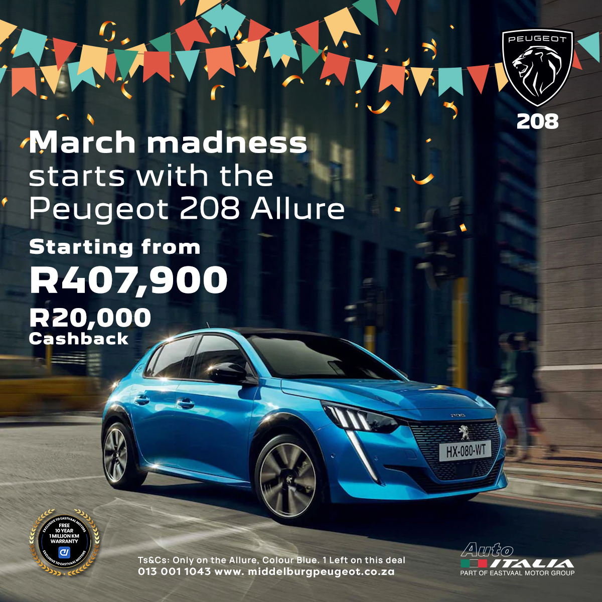 March Madness Peugeot 208 Allure image from Eastvaal Motors