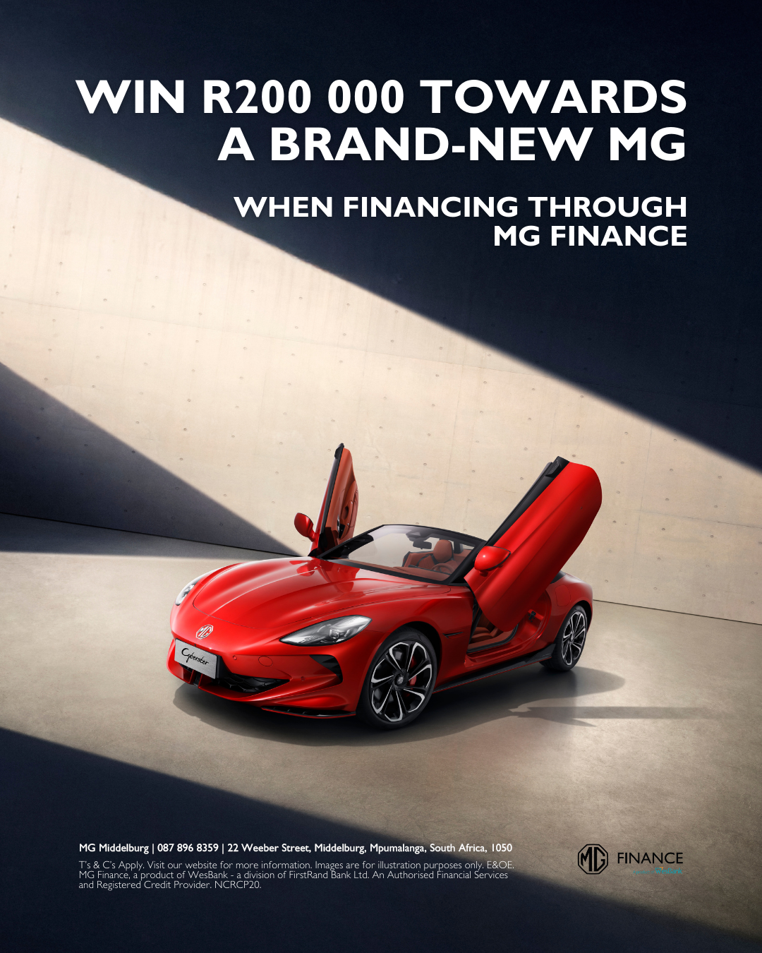 Win with the MG Cyberster image from Eastvaal Motors